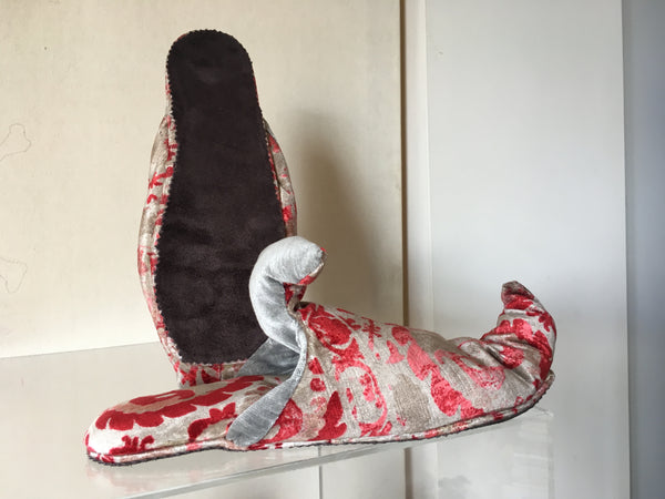Red and Grey velvet babouche/slipper