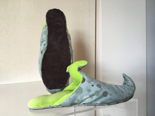 Dotty blue and green babouche slipper